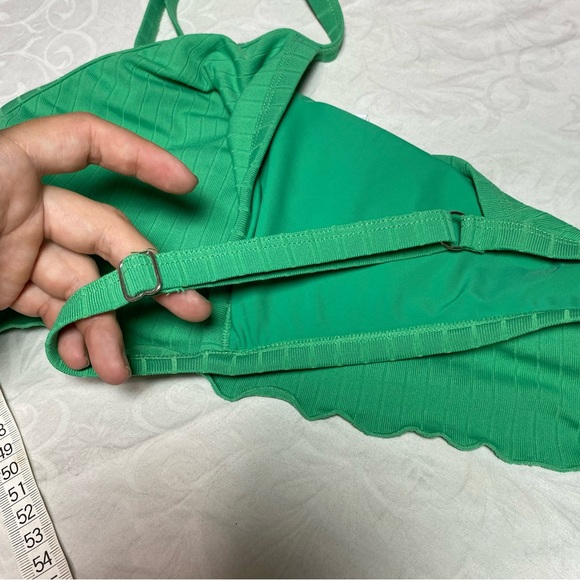 TWIIN by Princess Polly Bikini Top Green Curled Hem Ribbed Tank Medium Tankini - Picture 5 of 10